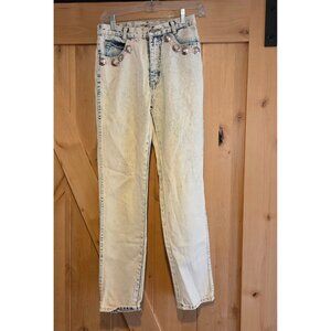 Vintage 80s Traffic Acid Wash High Waist Jeans Size 9/10 Western Metal Pocket